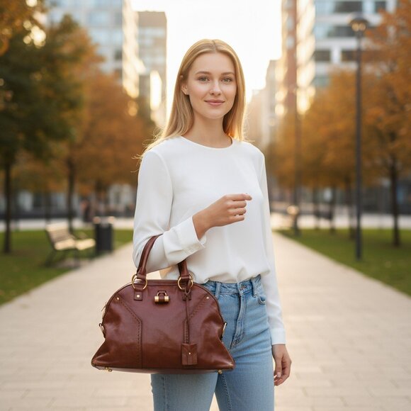 ✨ YSL MUSE Rive Gauche Shoulder Bag in Rich Tobacco Brown ✨ - Picture 2 of 14